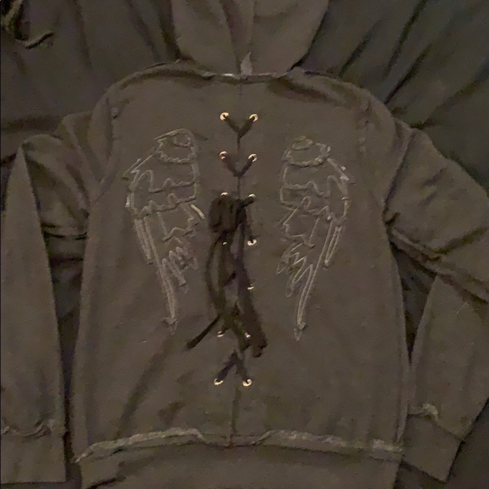 Angel wing corset back hoodie